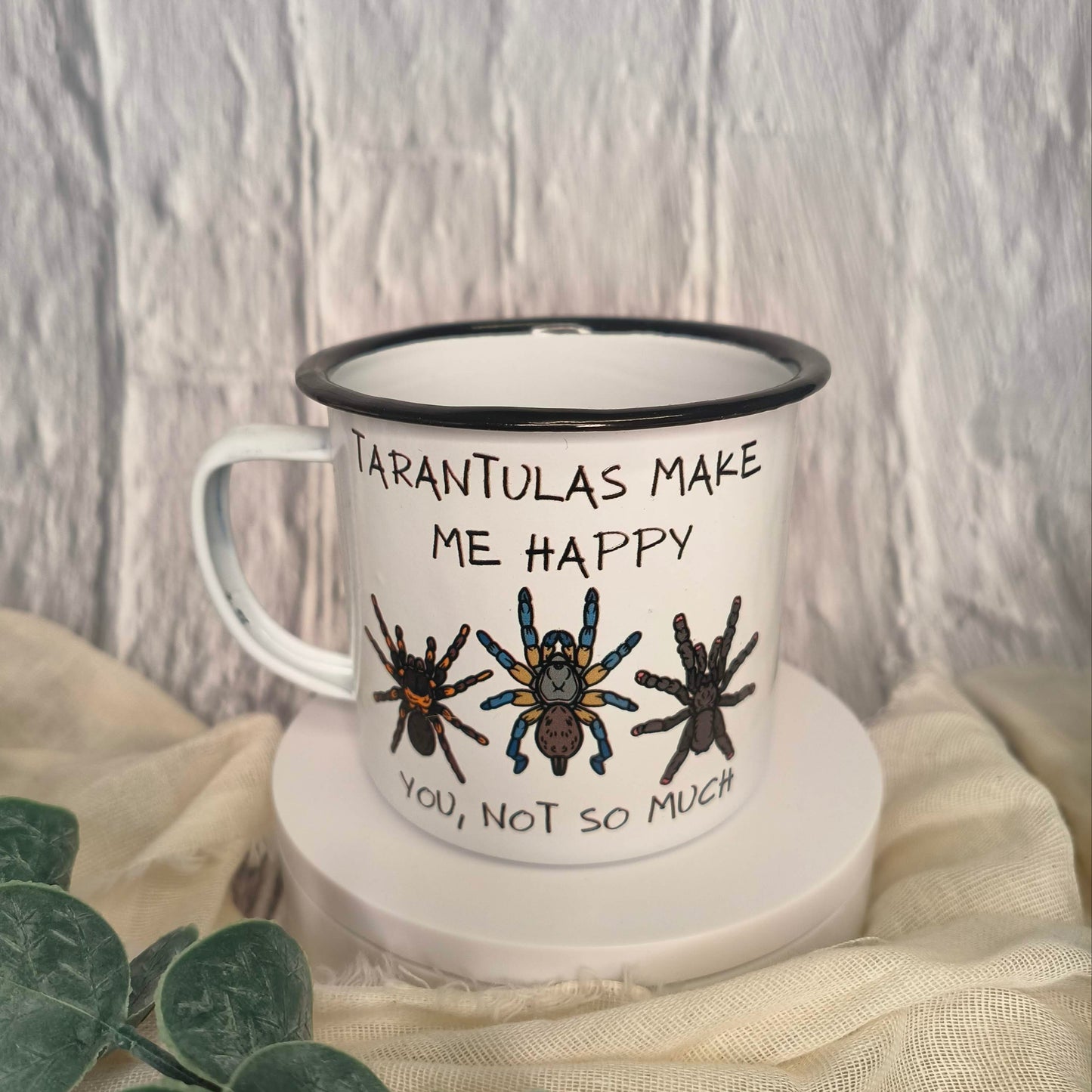 Tarantula enamel mug