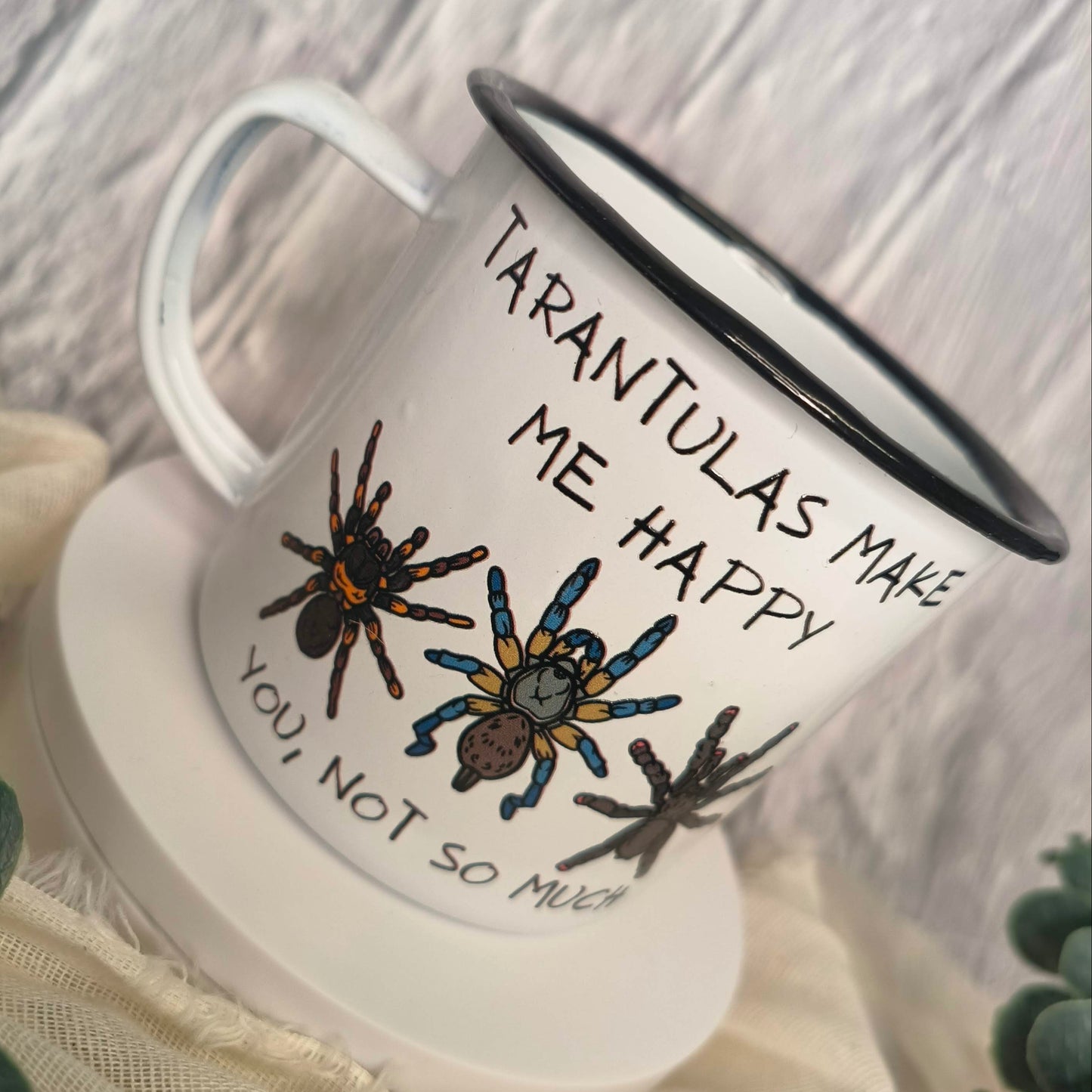 Tarantula enamel mug