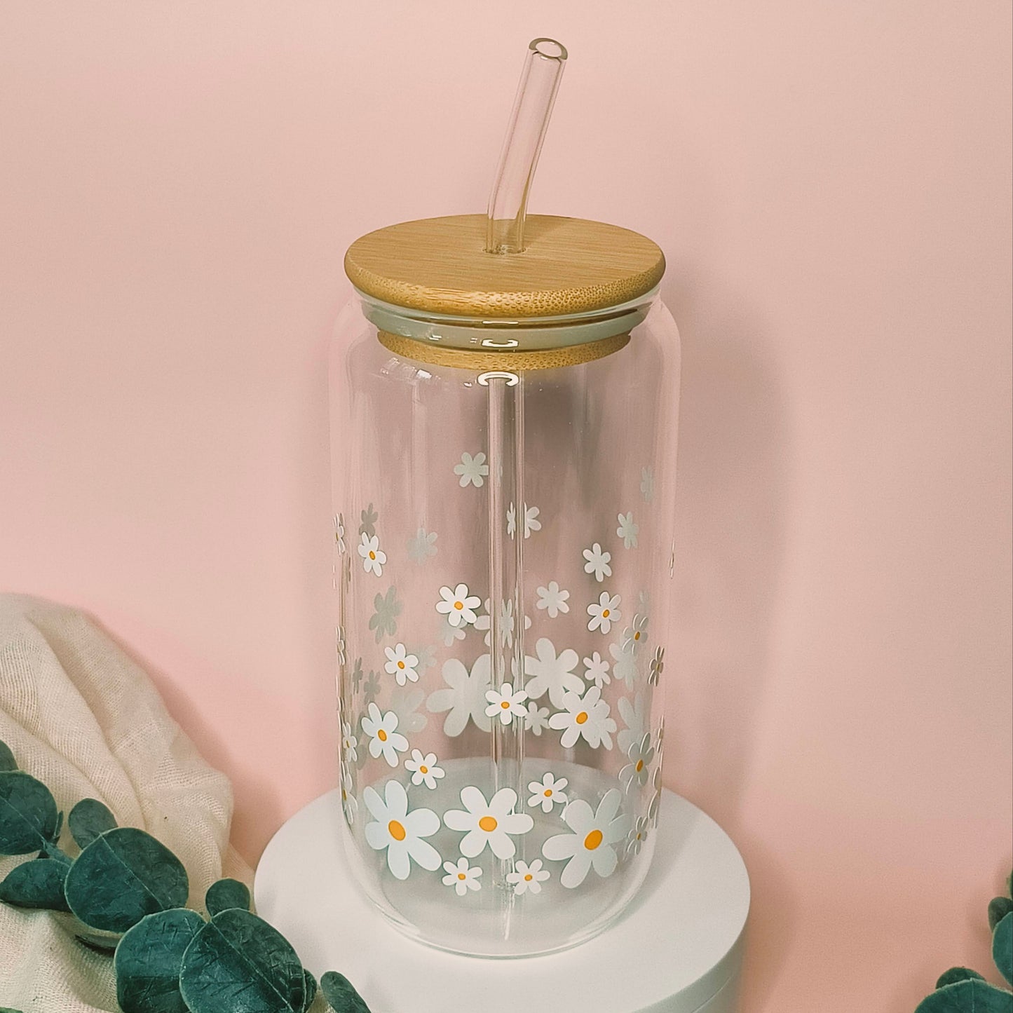 Daisy floral can glass