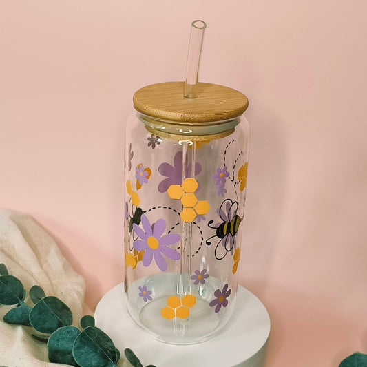 Bumblebee floral can glass