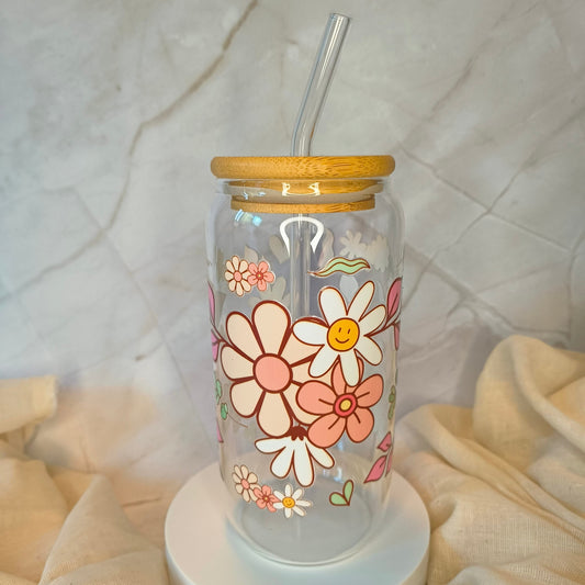 Retro floral can glass